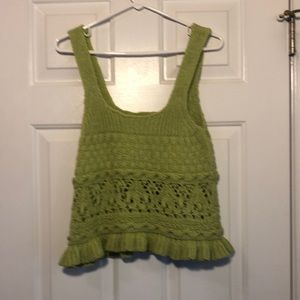Zara green knit ruffled top size M